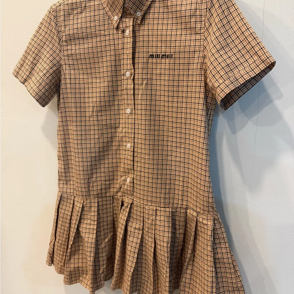 Miu Miu Plaid Dress in Brown and Black - Picture 3 of 6